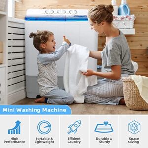 Portable Washing Machine, 2 in 1 Laundry Washer and Dryer Combo, 28lbs Capacity 18 lbs Washing 10 lbs Spinning, Timer Control, Drain Pump, Dorm Apartment Semi-Automatic Twin Tub Mini Washer (blue)