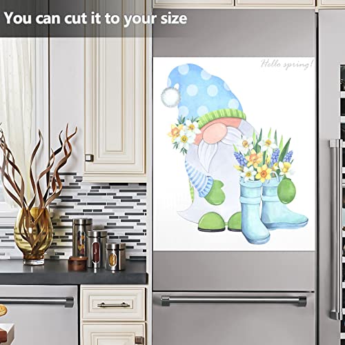 Garden Gnome Rubber Boots Dishwasher Magnet Cover Front Door Spring Flowers Decorative Refrigerator Covers Magnetic Sheet Sticker Wash Machine Fridge Panel Decal for Kitchen Appliance 23x26 in