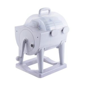 mini hand crank washing machine dehydrator, portable non-electric drum washing machine spin dryer for camping travelling outdoor gray