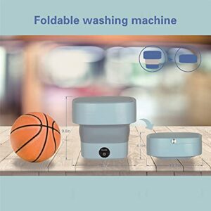 Portable Mini Folding Washing Machine, Magic Foldable Small Clothes Washing Machine Washer Laundry Tub Wash Machine for Travelling Apartment Dorm The Third Generation Double Blue Light Design (Blue)