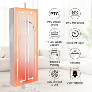 TJ. Clothes Dryer, 110V 600W Portable Dryer with PTC Drying & Intelligent Timer, Electric Clothes Dryer with 11LBS Capacity, Hangable & Foldable, Fast Drying & Low Noise for Apartments RV Travel