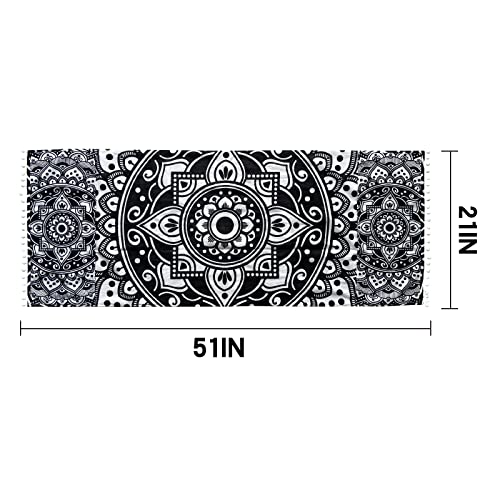 GVFTG Black and White Lotus Mandala Style Washing Machine Top Cover Washer and Dryer Top Covers Fridge Dust Proof Cover Washing Machine Top Cover with Refrigerator Storage Organizer Bags 51x21 Inch