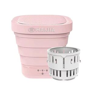 foldable portable mini washing machines – silica gel bucket type portable washing machine dehydrator,suitable for baby clothes students and travel self-driving 110v-220v dgrsxs (pink+dehydration)