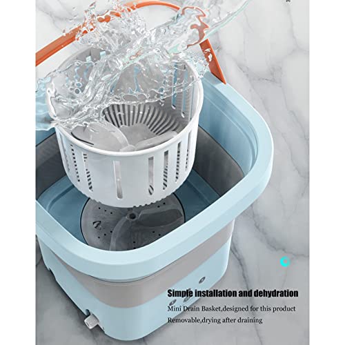 KUKIXO 4.5L Mini Apartment Washing Machine, Portable Washer and Dryer Combo,Blue Ray Sterilization Lavadora Small Foldable Laundry Machine with Drain Basket,for Socks Underwear Bucket Home Washer
