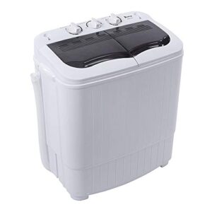 imseigo compact portable washing machine,mini compact twin tub with built-in drain pump washer 14.3lbs semi-automatic spain spinner portable washer for camping, apartments, dorms, college rooms,grey