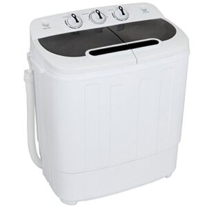 jupiterforce portable compact mini twin tub washing machine portable laundry machine 13lbs capacity w/washer and spinner cycle combo, built-in gravity drain for apartments, dorms, bathroom, laundry and more