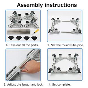 Multi-Functional Furniture Dolly Roller Base Adjustable Movable Base Refrigerator Stand for Washing Machine Refrigerator and Dryer (4 feet 8wheels)