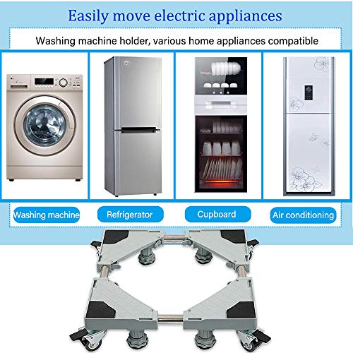 Multi-Functional Furniture Dolly Roller Base Adjustable Movable Base Refrigerator Stand for Washing Machine Refrigerator and Dryer (4 feet 8wheels)