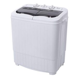 aneuhs big capacity compact twin tub portable mini washing machine 14.3lbs/16.5lbs capacity, built-in drain pump/washer and spin dryer combo,semi-automatic (14.3lbs)