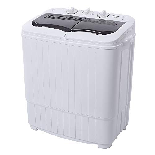 ANEUHS Big Capacity Compact Twin Tub Portable Mini Washing Machine 14.3lbs/16.5lbs Capacity, Built-in Drain Pump/Washer and Spin Dryer Combo,Semi-Automatic (14.3lbs)