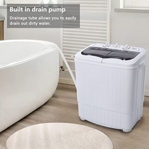 ANEUHS Big Capacity Compact Twin Tub Portable Mini Washing Machine 14.3lbs/16.5lbs Capacity, Built-in Drain Pump/Washer and Spin Dryer Combo,Semi-Automatic (14.3lbs)