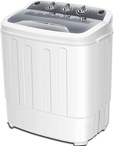 cirstore portable washing machine double bathtub 12.4 lbs compact mini washer and dryer combo with timer control,clothes washing machine for apartment dorm rv camping