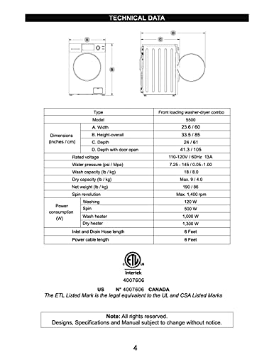 Equator Version 3 Combo Washer Vented/Ventless Dry -Sanitize, Allergen, 1400 RPM