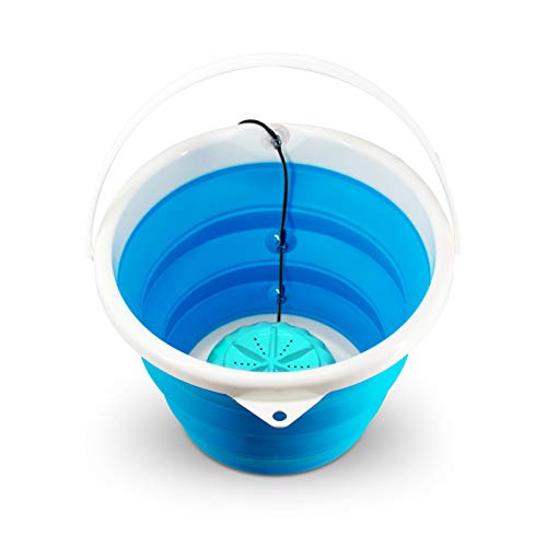 Portable Mini Washing Machine with Foldable Bucket Ultrasonic Vibration Turbine Rotating Folding Washer for Underwear/Underpants/Baby Clothes/Socks