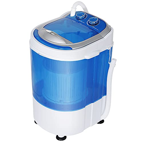 HomGarden 6.6lbs Capacity Mini Washing Machine for Compact Laundry, Portable Single Translucent Tub Washer with Timer Control and Spin Cycle Basket