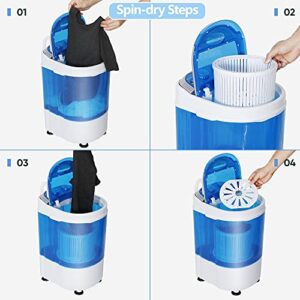 HomGarden 6.6lbs Capacity Mini Washing Machine for Compact Laundry, Portable Single Translucent Tub Washer with Timer Control and Spin Cycle Basket