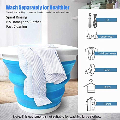 Mini Washing Machine With Foldable Tub Portable Personal Rotating Ultrasonic Turbines Washer USB Convenient Laundry for Travel Home Business Trip