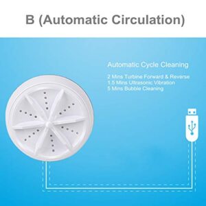 Mini Washing Machine Portable Ultrasonic Turbine Washer,Portable Washing Machine with USB for Travel Business Trip or College Rooms (A), White