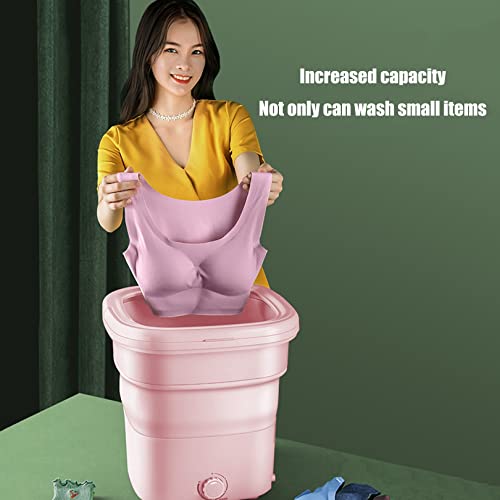 11L Mini Portable Washing Machine,Foldable Laundry Tub Underwear Foldable Washer Blue Ray Sterilization, Apartment Home Self-Driving Tour,for Baby Clothes, Socks, Towels, Great (Color : Pink)