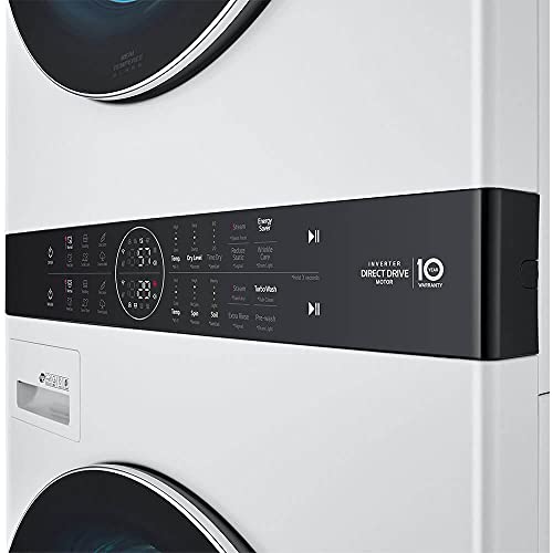 LG WKEX200HWA Compact 2 in 1 Laundry and Dryer Combo 27 Inch Washing machine 6 cycles, Laundry Center, Energy Star Certified, Washtower, Wrinkle Free, Wifi and Turbosteam technology with sensor for house and apartment in white