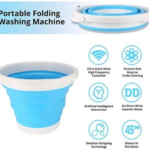 D&T Foldable Mini Tub Washing Machine, Portable Compact Ultrasonic Turbine USB Washer for Apartments, Laundry, Camping Dorms, Home Travel Business Trips