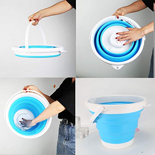 D&T Foldable Mini Tub Washing Machine, Portable Compact Ultrasonic Turbine USB Washer for Apartments, Laundry, Camping Dorms, Home Travel Business Trips