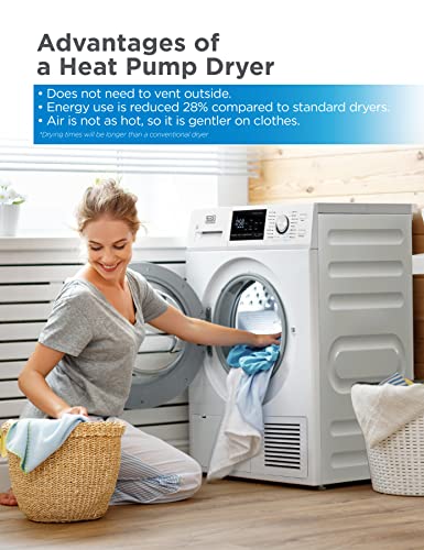 BLACK+DECKER BDFH44M Heat Pump, 4.4 Cu. Ft. Electric Clothes Ventless Dryer, White