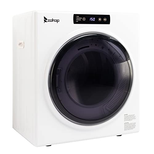 1300W Electric Portable Clothes Dryer Compact Clothes Dryer Easy Control Button Panel for Variety Drying Mode (23.62 * 15.75 * 27.17) Inch Stainless Steel Clothes Dryer with Exhaust Pipe Four-function Portable Clothes Dryer, White