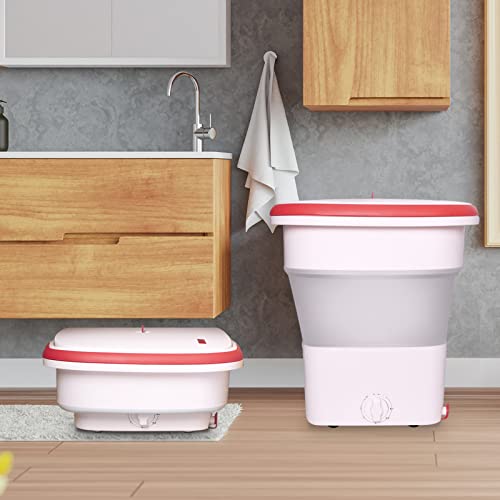 Portable Washing Machine - Mini Washing Machine with Drain Basket & 3 Mesh Laundry Bags, Portable Washer for Underwear, Bra, Baby Clothes, Socks, Stockings,Chinese Plug (Requires Additional Converter)