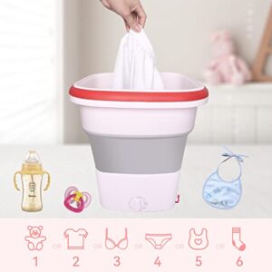 Portable Washing Machine - Mini Washing Machine with Drain Basket & 3 Mesh Laundry Bags, Portable Washer for Underwear, Bra, Baby Clothes, Socks, Stockings,Chinese Plug (Requires Additional Converter)