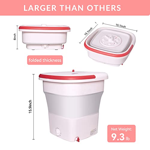 Portable Washing Machine - Mini Washing Machine with Drain Basket & 3 Mesh Laundry Bags, Portable Washer for Underwear, Bra, Baby Clothes, Socks, Stockings,Chinese Plug (Requires Additional Converter)