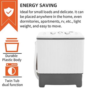 CL.Store Twin Tub Mini Portable Clothes Washing Machine Portable Washing Machine 17lbs Capacity Compact Washer(10lbs) and Spin Dryer Combo (7lbs) for Apartment, Dorm, RV-Camping (White)