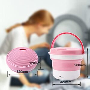 Portable Washing Machine,Mini Folding Washing Machine,Lightweight Compact Washing Machine for Baby Clothes Underwear Camping Travelling Apartment Dorms 7L 1.9KG (Pink)