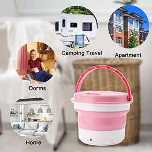 Portable Washing Machine,Mini Folding Washing Machine,Lightweight Compact Washing Machine for Baby Clothes Underwear Camping Travelling Apartment Dorms 7L 1.9KG (Pink)