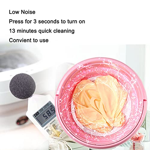 Portable Washing Machine,Mini Folding Washing Machine,Lightweight Compact Washing Machine for Baby Clothes Underwear Camping Travelling Apartment Dorms 7L 1.9KG (Pink)