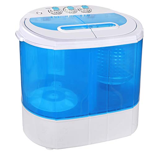 Saturnpower Portable Washing Machine, 9.9lbs Mini Compact Twin Tub Washer Drum Washing Machine Laundry Washer w/Spin Cycle Basket and Drain Hose