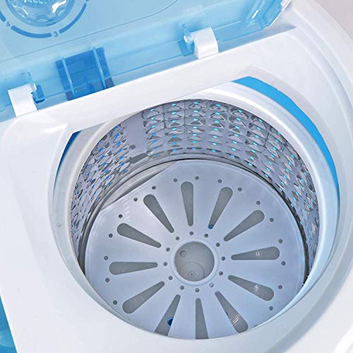 Saturnpower Portable Washing Machine, 9.9lbs Mini Compact Twin Tub Washer Drum Washing Machine Laundry Washer w/Spin Cycle Basket and Drain Hose