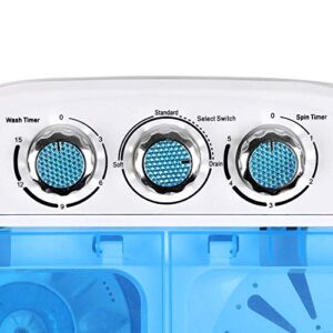 Saturnpower Portable Washing Machine, 9.9lbs Mini Compact Twin Tub Washer Drum Washing Machine Laundry Washer w/Spin Cycle Basket and Drain Hose