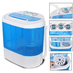 Saturnpower Portable Washing Machine, 9.9lbs Mini Compact Twin Tub Washer Drum Washing Machine Laundry Washer w/Spin Cycle Basket and Drain Hose