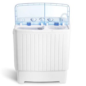 SUPER DEAL Portable Washer Mini Twin Tub Washing Machine 17.6 lbs w/78.8'' Inlet Hose, Gravity Drain Pump, For Camping, Apartments, Dorms, College Rooms, RV's, Delicates and more