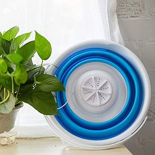 Portable Mini Turbo Washer Foldable Compact Ultrasonic Turbo Washer Travel Washer USB Powered (Blue)