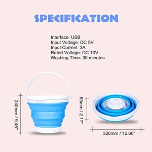 Portable Mini Turbo Washer Foldable Compact Ultrasonic Turbo Washer Travel Washer USB Powered (Blue)