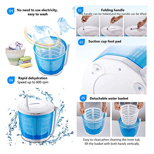 Portable Manual Non-Electric Washing Machine and Clothes Spin Dryer, Crank Handle Counter Top Washer/Dryer for Camping, RV's,Apartments