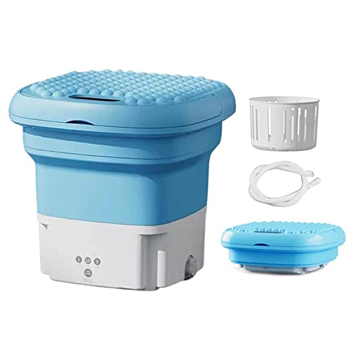 Matybobe Portable Washing Machine, Foldable Mini Washer with Forward and Reverse Pulsator Elution Dual Purpose, for Baby Clothes, Underwear or Small Items, Apartment Dorm, Camping, Travelling, Blue