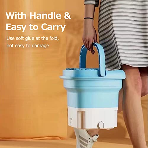 Matybobe Portable Washing Machine, Foldable Mini Washer with Forward and Reverse Pulsator Elution Dual Purpose, for Baby Clothes, Underwear or Small Items, Apartment Dorm, Camping, Travelling, Blue