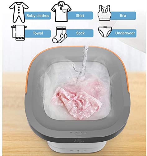 Belypoke Mini Portable Bucket Washer & Dryer Energy Saving Folding Washing Machine with Soft Spin Dry and Drainage Pipe for Underwear, Socks & Baby Clothes Pink