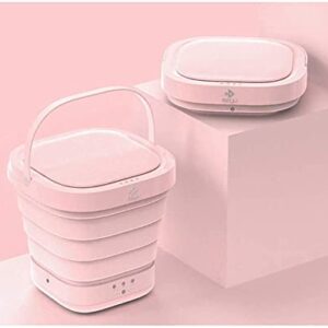 Belypoke Mini Portable Bucket Washer & Dryer Energy Saving Folding Washing Machine with Soft Spin Dry and Drainage Pipe for Underwear, Socks & Baby Clothes Pink