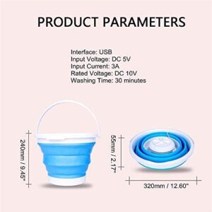 YDCW Portable Mini Tub Washing Machine,Foldable Personal Compact Ultrasonic Turbines Rotating Washer,USB Powered Convenient Laundry for Camping Apartments Dorms RV Business Travel(Blue),B(Upgrade)