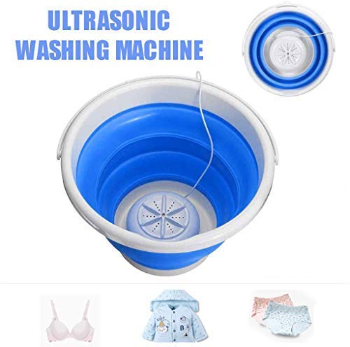 YDCW Portable Mini Tub Washing Machine,Foldable Personal Compact Ultrasonic Turbines Rotating Washer,USB Powered Convenient Laundry for Camping Apartments Dorms RV Business Travel(Blue),B(Upgrade)