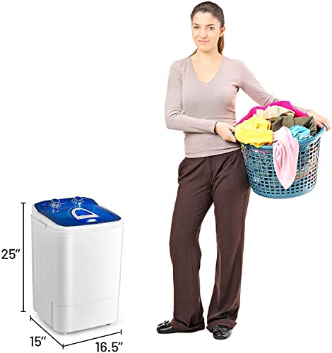 MamaHome DF-X4608-Blue Washing Machine Small Semi-Automatic Compact Washer Spin Cycle Basket, XPB46-1208-Blue, Blue